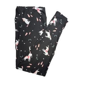 NWT LuLaRoe DREAM Holiday White Unicorn Leggings Size OS (2-10) Black Background